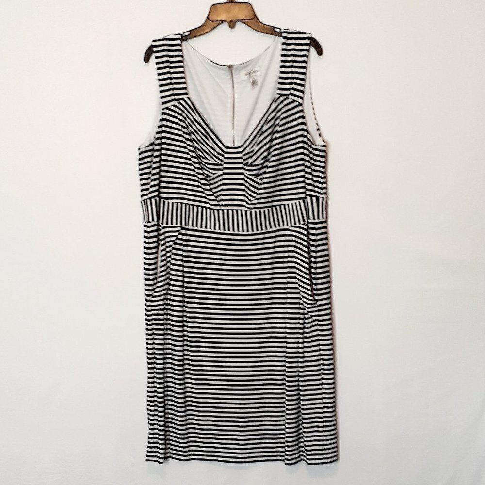 Sophia CHRISTINA Black/White Striped Sleeveless Sheath Dress; Size 22W